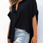 🔥Hete Uitverkoop 50% Korting💥Vrouwen Casual Button korte mouwen shirt met split Bottom Plain Gekleurde Tops