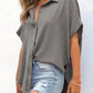 🔥Hete Uitverkoop 50% Korting💥Vrouwen Casual Button korte mouwen shirt met split Bottom Plain Gekleurde Tops