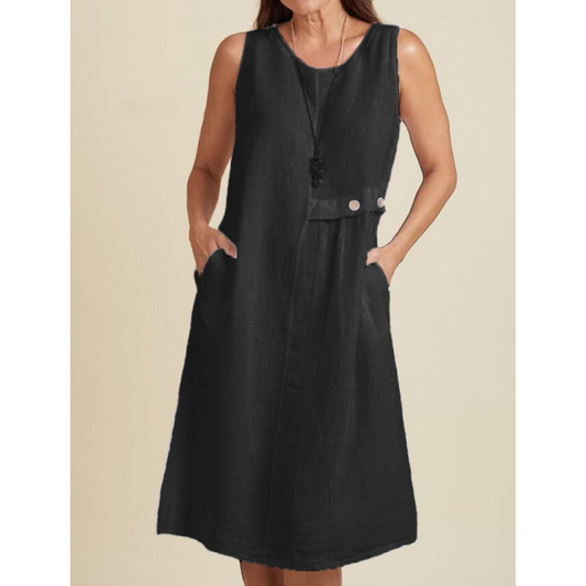 🌺Zomerse Hete Uitverkoop 50% UIT💐Vrouwen Knoopzak Mouwloze Jurk
