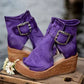 Peep-toe sleehak enkellaarsjes met gesp
