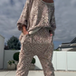 Dames set van 2-delige top en broek met luipaardprint