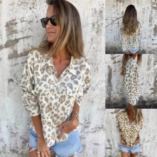 😍 [S-4XL] 🐆 Dames zachte casual luipaard bedrukt shirt💖