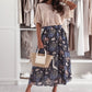 Witte Top & Blauwe Gedrukte Rok 2-Delig Set