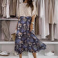 Witte Top & Blauwe Gedrukte Rok 2-Delig Set