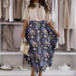 Witte Top & Blauwe Gedrukte Rok 2-Delig Set