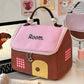 🌞Grote Capaciteit Color-Block Cartoon Huis-Vormige Handheld Cosmetische Tas😉
