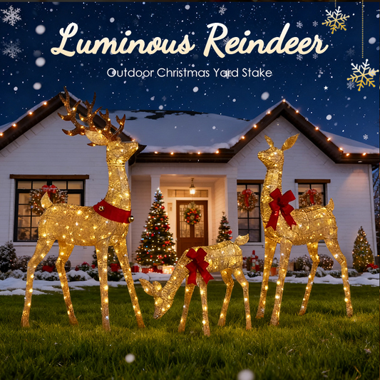 Lichtgevende rendier kersttuinpaal voor buiten