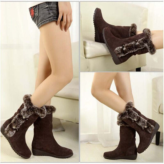 Dames snowboots tot halverwege de kuit met pluche rand