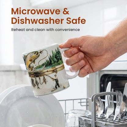 Keramische koffiemok met visserijthema