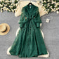 Vintage geborduurde jurk met lantaarnmouwen