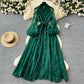 Vintage geborduurde jurk met lantaarnmouwen