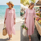 💘Valentijnsaanbieding: 50% Korting!🌸Dames Casual Losvallende Midi-Jurk met Borduursel – Comfortabel & Elegant voor Zomer!