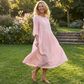 💘Valentijnsaanbieding: 50% Korting!🌸Dames Casual Losvallende Midi-Jurk met Borduursel – Comfortabel & Elegant voor Zomer!