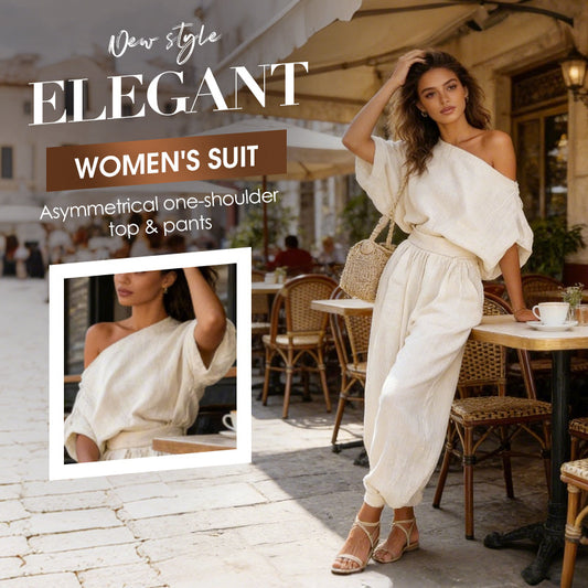 🎁2026 Nieuw binnen 50% KORTING💥Asymmetrische Top & Broek Set – Stijlvolle Tweedelig Voor Dames--Voor een look die blijft hangen