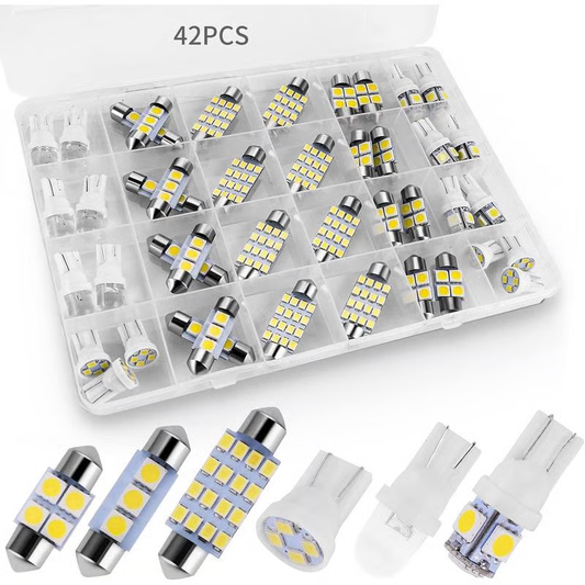 🔥 42-Delige Auto Interieurverlichting Set – Superhelder Wit voor Koepel-, Lees- & Cabinelampen 🚗✨