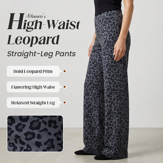Hoge taille broek met rechte pijpen en luipaardprint voor dames