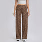 Hoge taille broek met rechte pijpen en luipaardprint voor dames