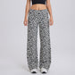 Hoge taille broek met rechte pijpen en luipaardprint voor dames
