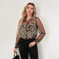 Dameshemd met luipaardprint en contrasterend mesh