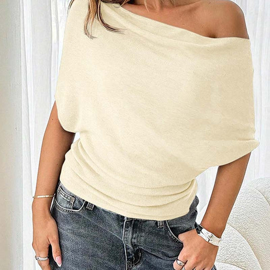 🎁2026 Nieuw binnen 50% KORTING💥Dames Asymmetrische Off-Shoulder Vleermuismouw Top