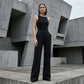Damesbroek met hoge taille, knoopsluiting en rechte pijpen