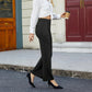 Damesbroek met hoge taille, knoopsluiting en rechte pijpen