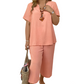 Dames casual set met top met korte mouwen en wijde broek