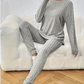 Set met geribbelde gebreide top en broek voor dames