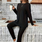Set met geribbelde gebreide top en broek voor dames