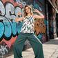 Set met bloemenprinttop en wijde broek voor dames