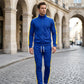Tweedelige set met gestreept sportjack en broek voor heren