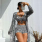 Women's 3-Piece Geometric Print Swimwear Set