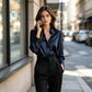 Elegant damesoverhemd met revers en knoopsluiting