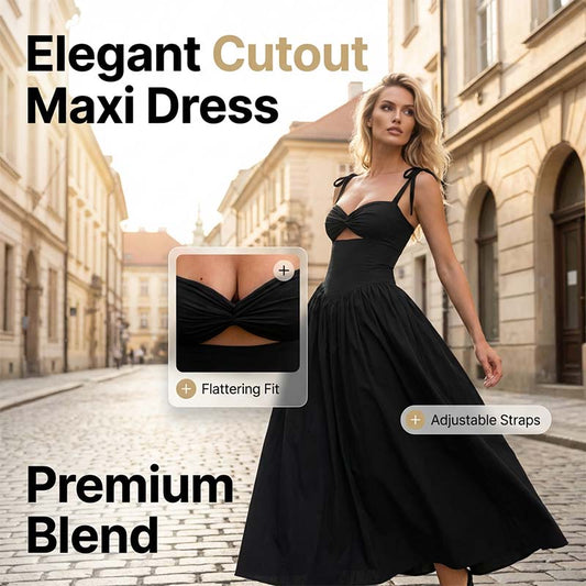 👗✨ Maxijurk met gekruiste schouders en uitsnijdingen – voor dames! 💃🌸