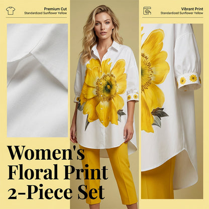 Tweedelige set met bloemenprint voor dames | Chique oversized top + cropped broek, helemaal klaar voor een vakantie! 🌸✨