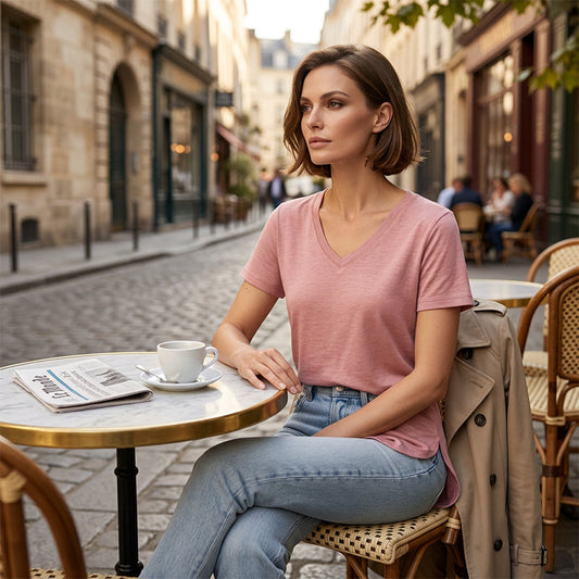 Casual T-shirt met V-hals en korte mouwen voor dames