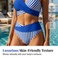 👙🎨〰️ Tweedelig bikini-zwempak met kleurblokken en strepen ☀️🌊