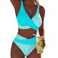 👙🎨〰️ Tweedelig bikini-zwempak met kleurblokken en strepen ☀️🌊