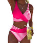 👙🎨〰️ Tweedelig bikini-zwempak met kleurblokken en strepen ☀️🌊