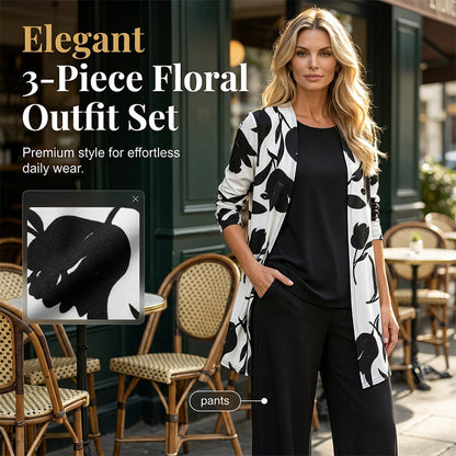 🔥Vandaag laatste kans, morgen terug naar originele prijs⌛️Dames 3-delige bloemenoutfit | Comfortabel, makkelijk te combineren & vormflatterend✨