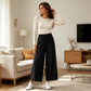 Dames Wide-Leg Crop Pants | Zachte Stof | Met Trekkoord & Zakken | 5 Kleuren | S-2XL