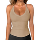 Ribbed tanktop met V-hals