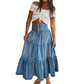 ⏳Tijdelijke aanbieding⏰Dames maxi-rok van denim met hoge taille en ruches in A-lijn model