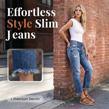 ☀️ Zomer aanbieding is hier! Mis het niet!⏰🎁 Modieuze slim-fit jeans met distressed look voor dames