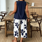 🌸 40% KORTING! ✨ Dames Asymmetrische Top & Bloemenprint Capribroek Set – Veelzijdig, Levendig, Comfortabel 🌺