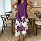 🌸 40% KORTING! ✨ Dames Asymmetrische Top & Bloemenprint Capribroek Set – Veelzijdig, Levendig, Comfortabel 🌺