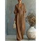 Jumpsuit met V-hals, hoge taille en wijde pijpen voor dames