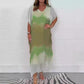Vrouwen Comfortabele Vlotte Chiffon Dip Kleurstof Jurk