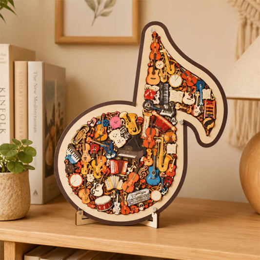 Houten puzzel met muzieknoten