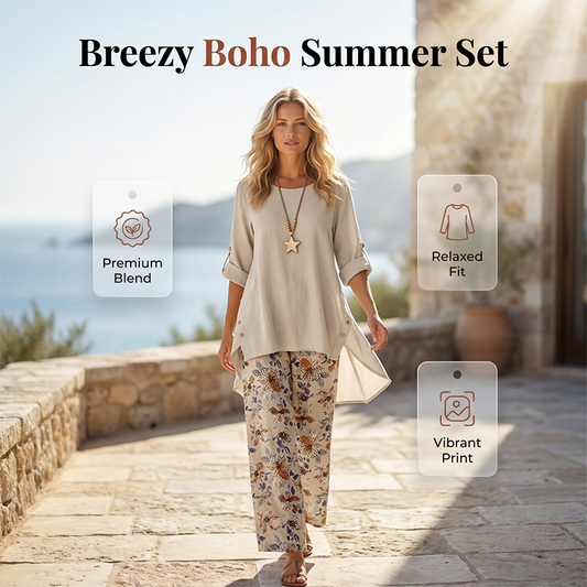 🔥50K+ VERKOCHT⏰ KORTING 50%🌼 Boho tweedelige set, katoenlinnen zonder zweten